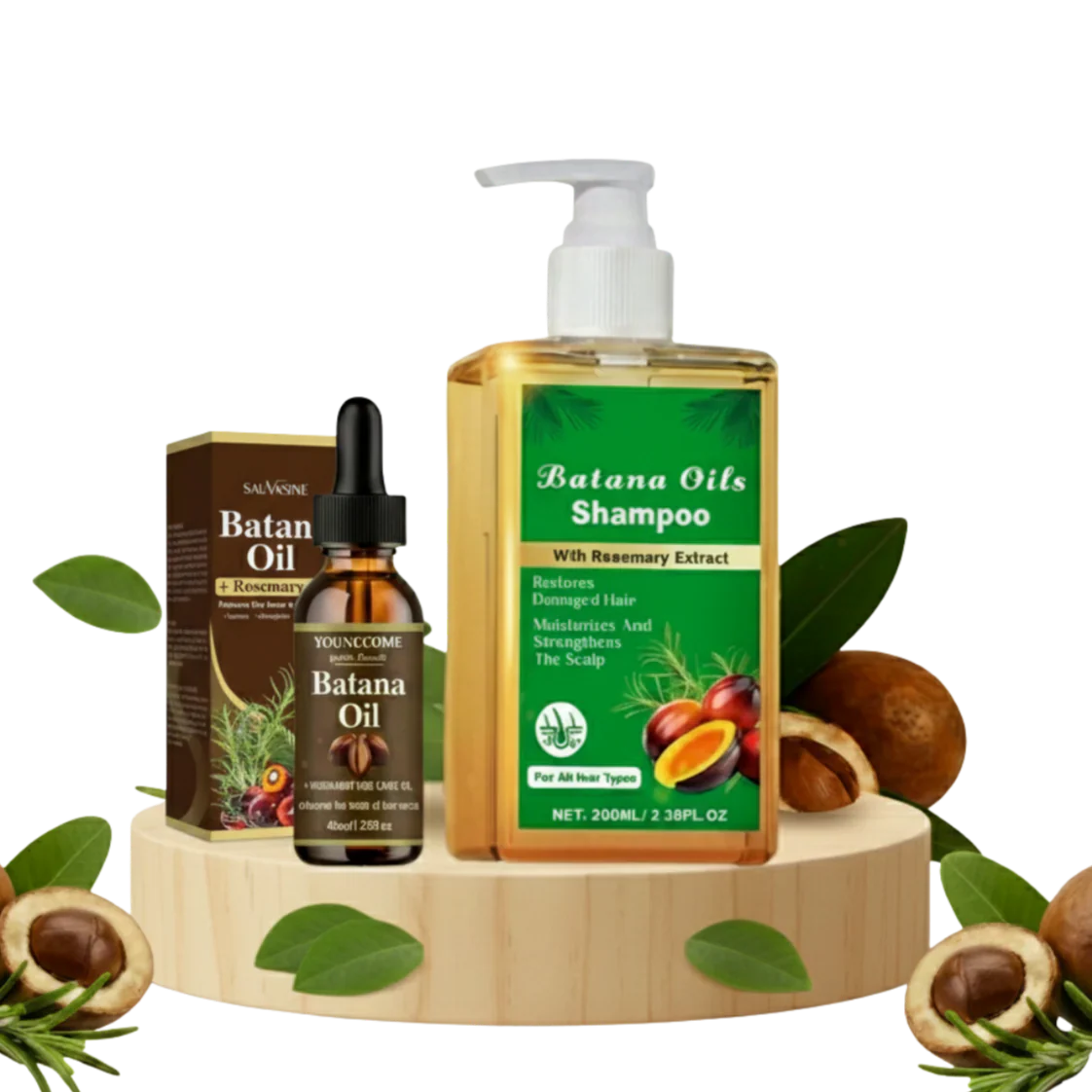 KIT 2 EN 1: SHAMPOO Y ACEITE DE BATANA: